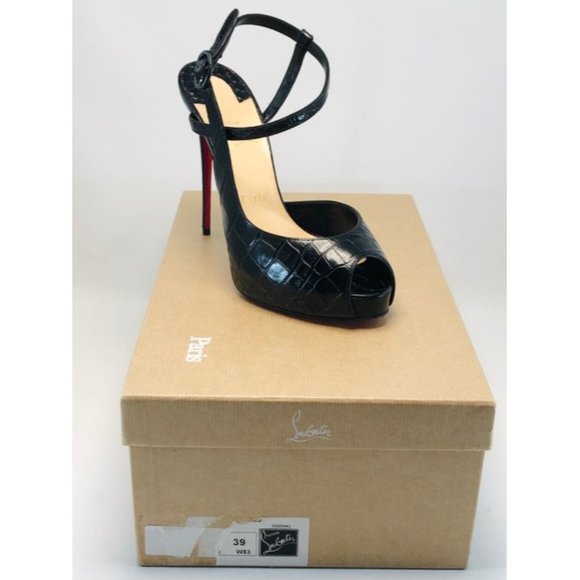 CHRISTIAN LOUBOUTIN Jenlove Alta Leather Croc Embossed Peep Toe Pumps EU:39 - Picture 12 of 12